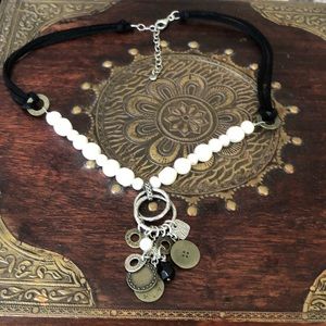 Silpada Faux Leather SS Brass Coin Necklace